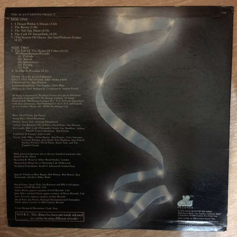 Alan Parsons - Tales of Mystery and Imagination - Edgar Allan Poe (US) - Vinyl LP Record - Opened...