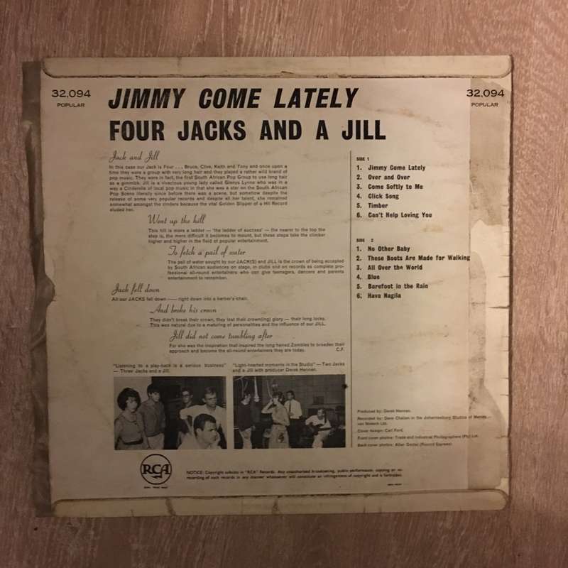 Four Jacks and A Jill - Jimmy Come Lately - Vinyl LP Record - Opened  - Very-Good Quality (VG)