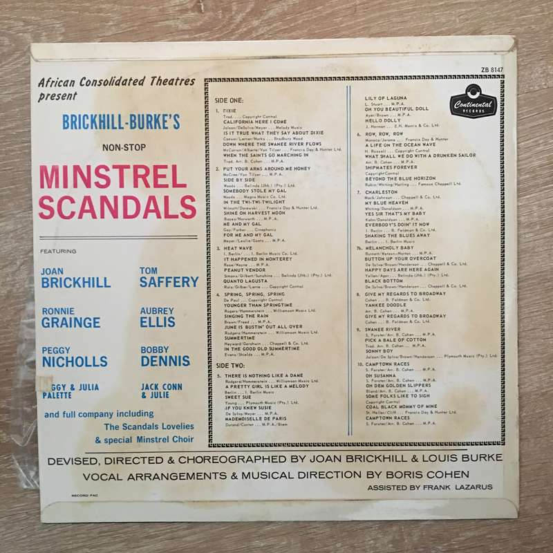 Brickhill-Burke's Non Stop Minstrel Scandals - Vinyl LP Record - Opened  - Very-Good+ Quality (VG+)