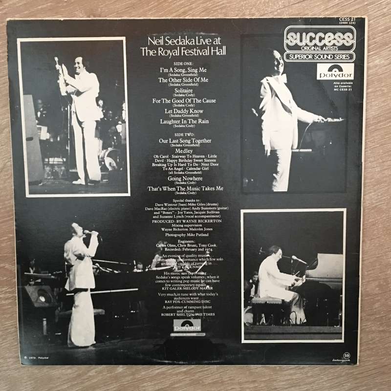 Neil Sedaka With The Royal Philharmonic Orchestra  Live At The Royal Festival Hall - Vinyl ...