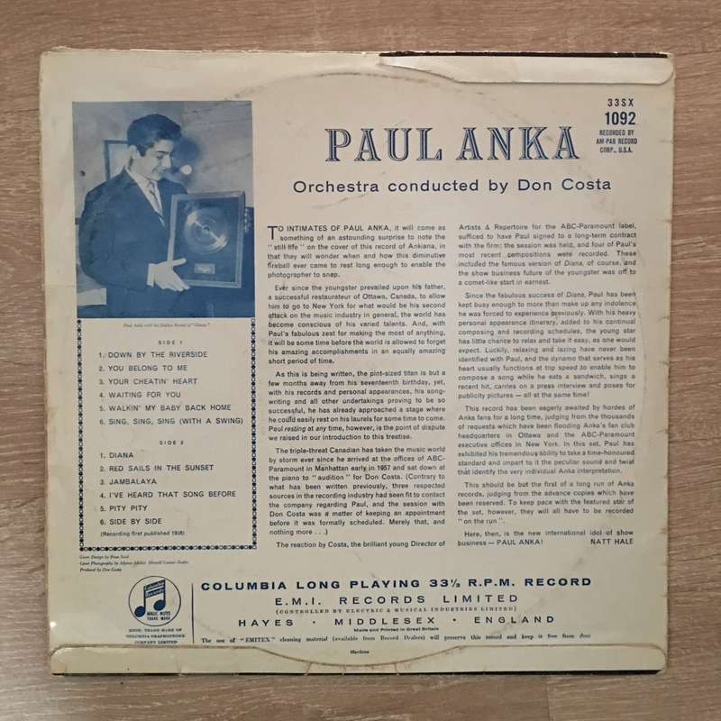 Paul Anka - With Don Costa - Vinyl LP Record - Opened  - Good+ Quality (G+)