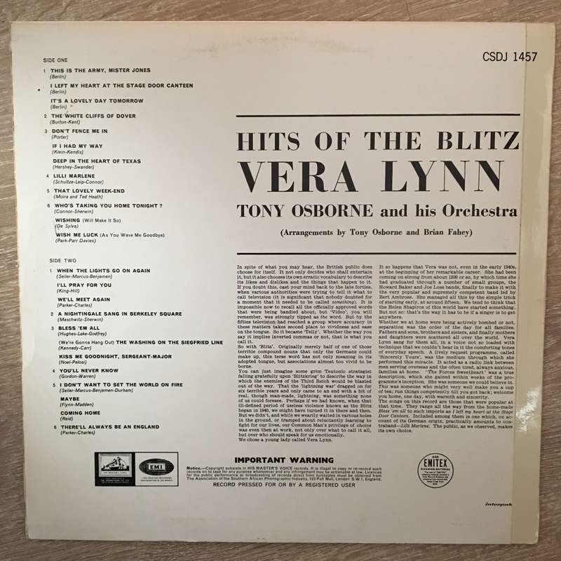 Vera Lynn - Hits Of The Blitz - Vinyl LP Record - Opened  - Very-Good+ Quality (VG+)