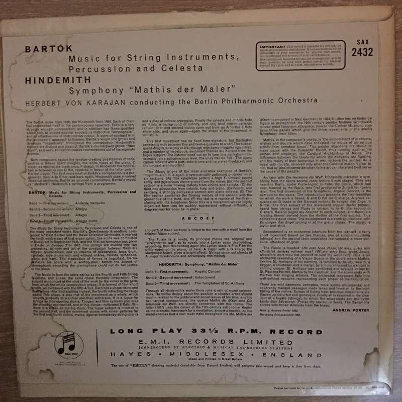 Bartok - Herbert Von Karajan, Berlin Philharmonic Orchestra  Music For Strings, Percussion ...