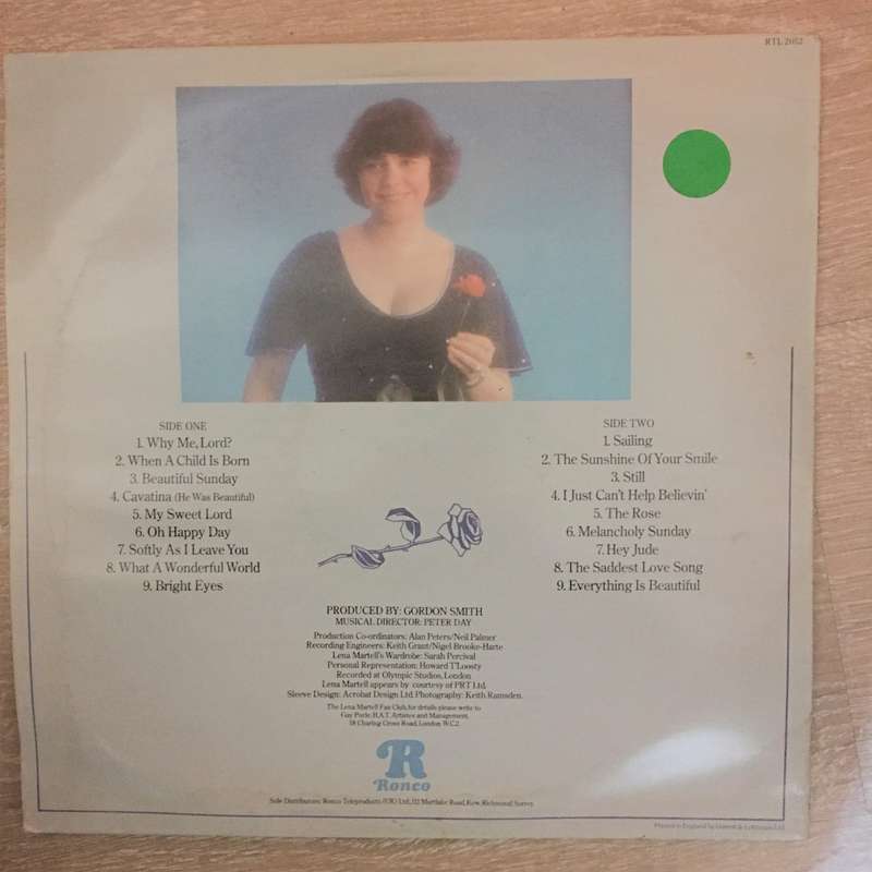 Lena Martell - Beautiful Sunday  Vinyl LP Record - Opened  - Good+ Quality (G+)