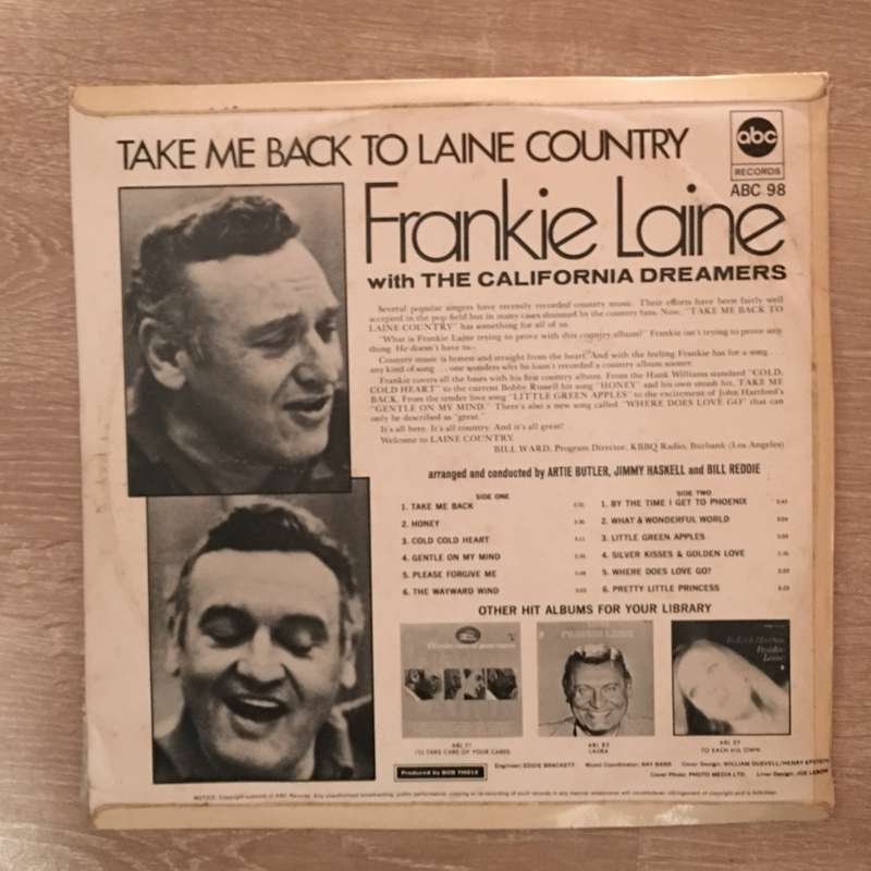 Frankie Laine - Take Me Back To Laine Country - Vinyl LP Record Album - Opened  - Very-Good Quali...