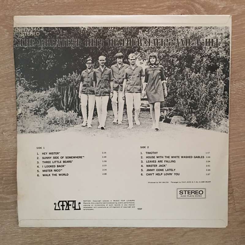 The Greatest Hits of Four Jacks and A Jill - Vinyl LP Record Album - Opened  - Very-Good Quality ...