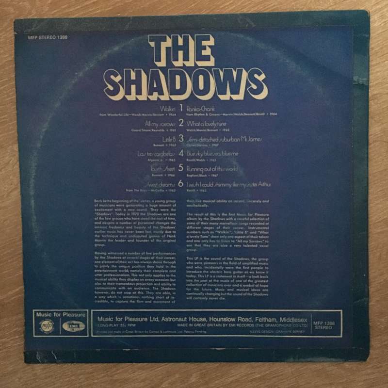 The Shadows  - Vinyl LP Record - Opened  - Very-Good+ Quality (VG+)