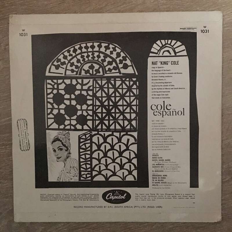 Nat 'King' Cole  Cole Español - Vinyl LP Record - Very-Good+ Quality (VG+)