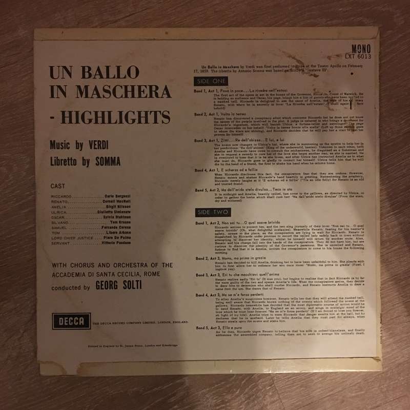 Nilsson, Bergonzi, Macneil Simionato, Stahlman, Georg Solti  Un Ballo In Maschera Highlight...