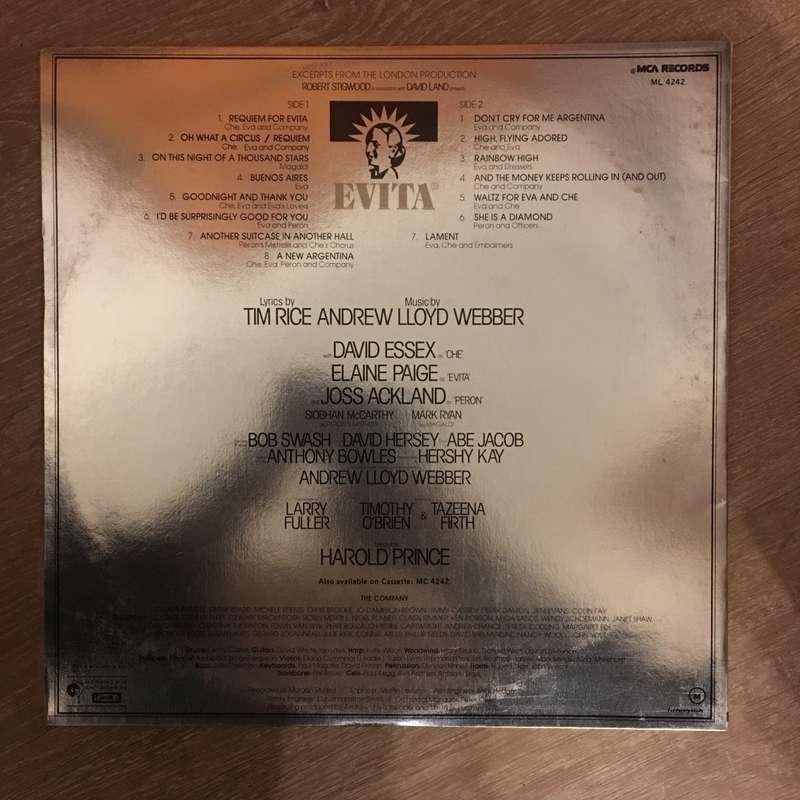 Andrew Lloyd Webber & Tim Rice - Evita - Elaine Paige, David Essex  - Vinyl LP Record - Opened  -...