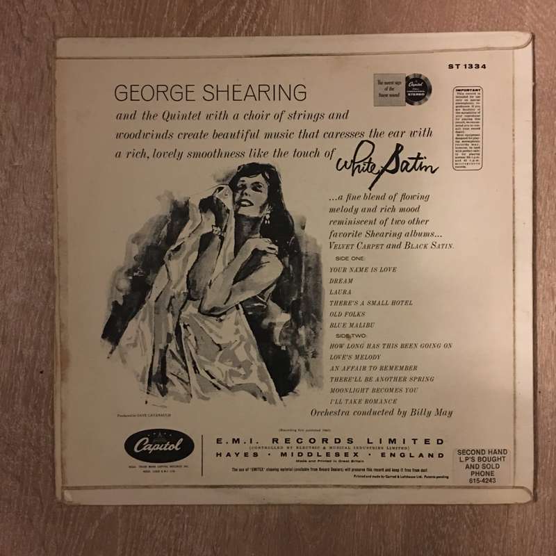 The George Shearing Quintet And Orchestra  White Satin - Vinyl LP Record - Opened  - Very-G...
