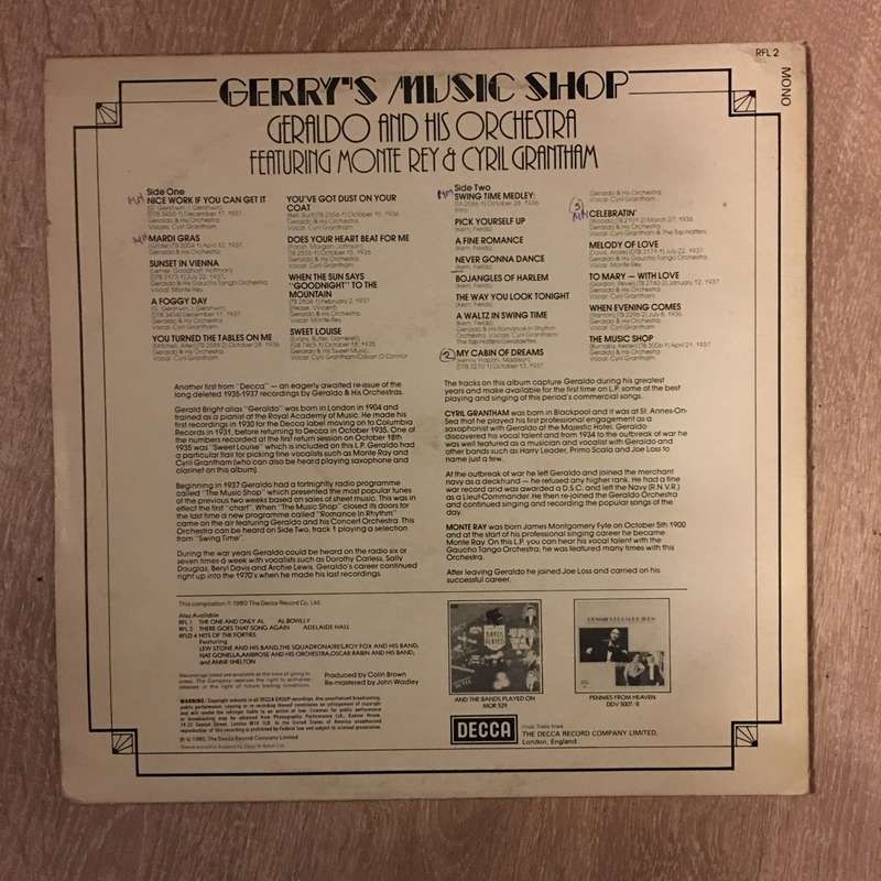 Geraldo And His Orchestra Featuring Monte Rey & Cyril Grantham  Gerry's Music Shop - Vinyl ...