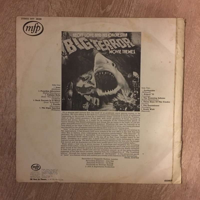 Geoff Love and His Orchestra - Big Terror Movie Themes - Vinyl LP Record - Opened  - Good Quality...