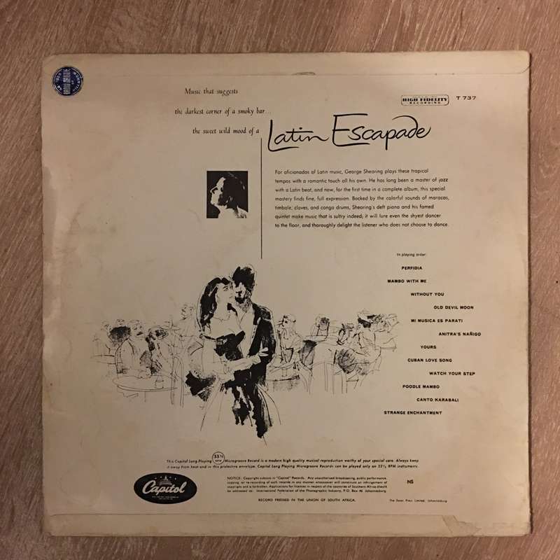 George Shearing Quintet  Latin Escapade - Vinyl LP Record - Opened  - Very-Good Quality (VG)