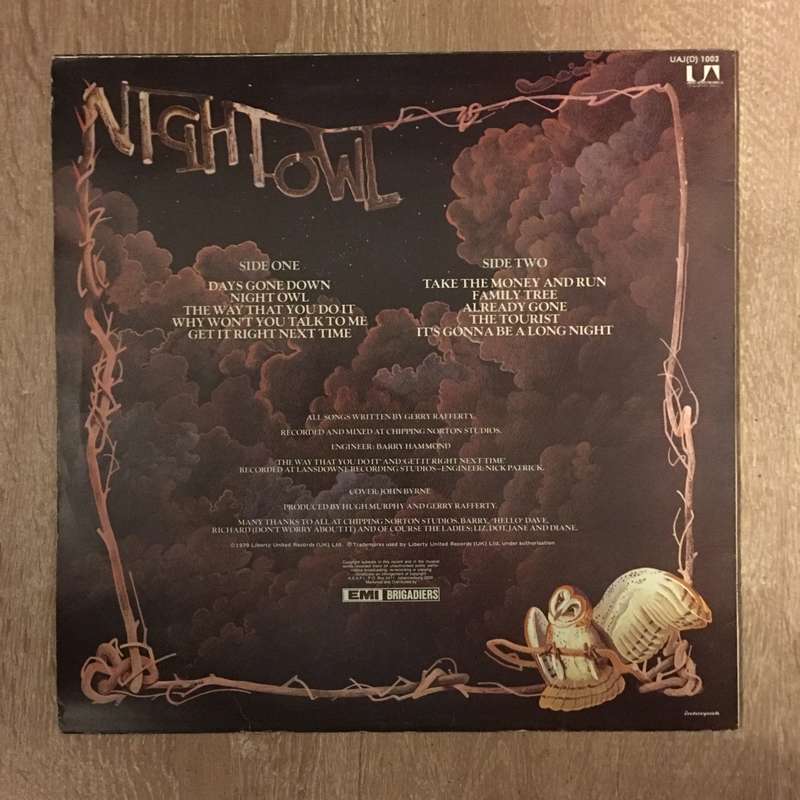 Gerry Rafferty - Night Owl - Vinyl LP Record - Opened  - Very Good Quality (VG)