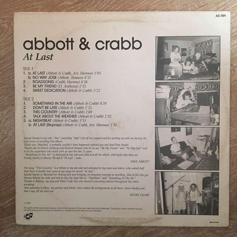 Abbott & Crabb - At Last - Vinyl LP Record - Opened  - Very-Good+ Quality (VG+)