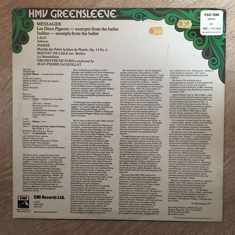 André Messager, Orchestre De Paris, Jean-Pierre Jacquillat  Les Deux Pigeons & Isoline / H...