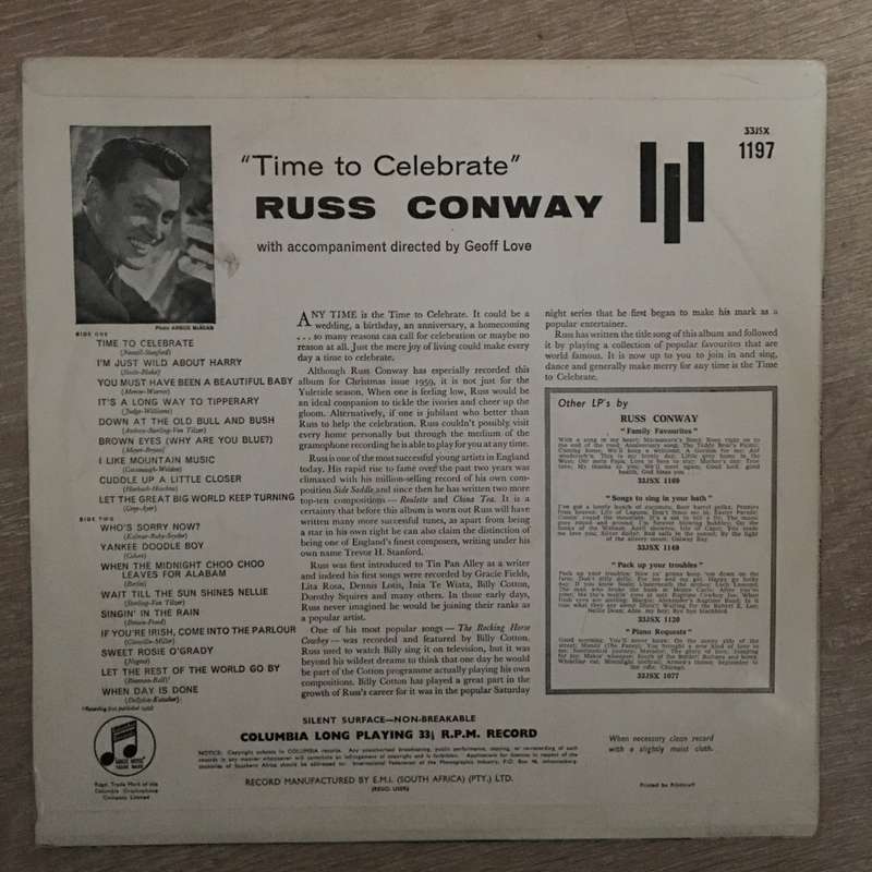 Russ Conway - Time To Celebrate - Vinyl LP Record - Opened  - Good+ Quality (G+)