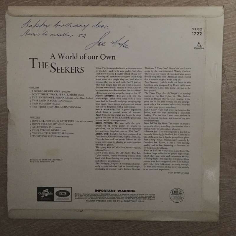 The Seekers - A World Of Our Own - Vinyl LP Record - Opened  - Very-Good+ Quality (VG+)
