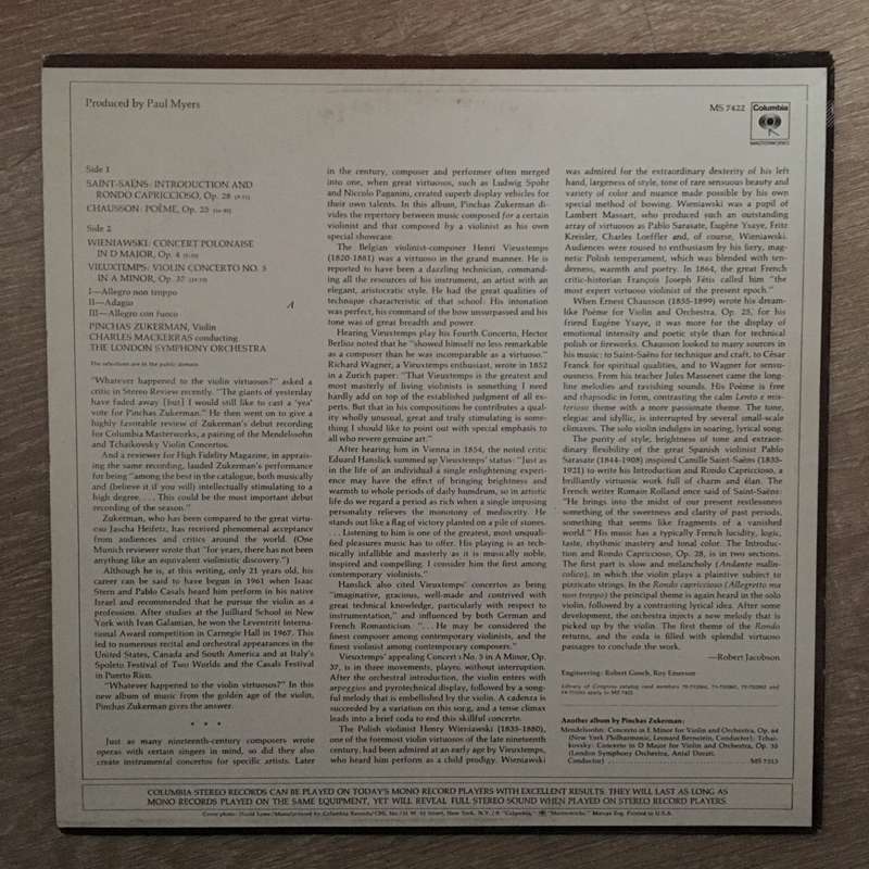 Zukerman, The London Symphony Orchestra, Charles Mackerras - Chausson / Saint-Saëns / Vieuxtemps...