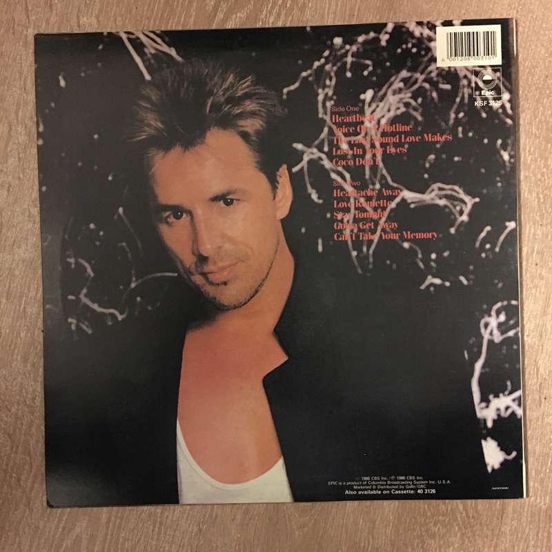 Don Johnson  - Heart Beat -  Vinyl LP Record - Opened  - Very-Good Quality (VG)
