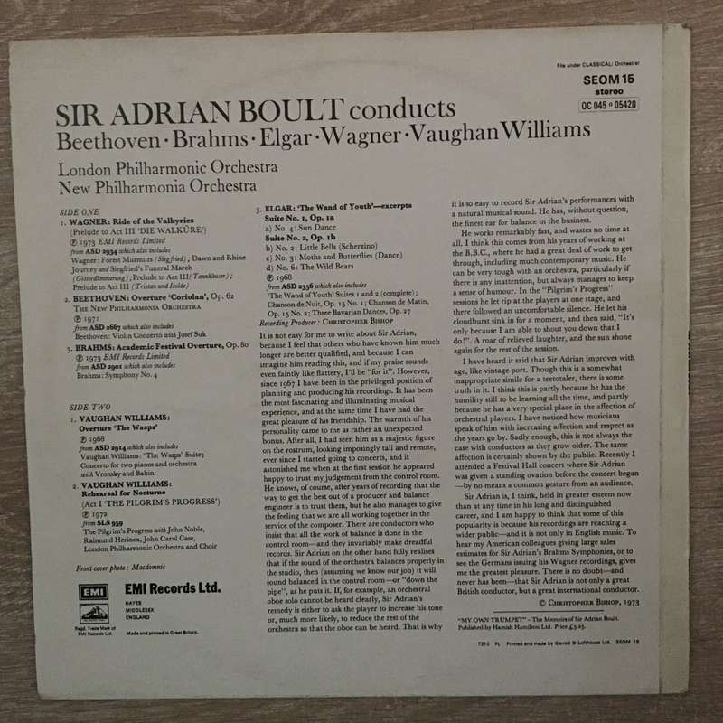 Sir Adrian Boult Conducts The London Philharmonic Orchestra And The New Philharmonic Orchestra* ...