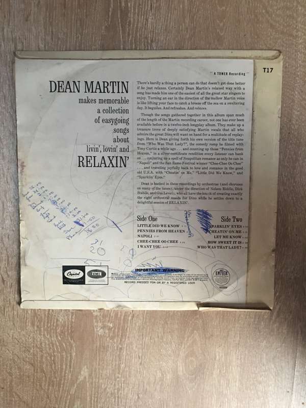 Dean Martin - Relaxin'  - Vinyl LP Record - Opened  - Good+ Quality (G+)