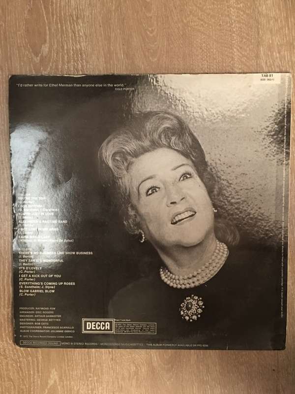 Ethel Merman  Merman Sings Merman - Vinyl LP Record - Opened  - Very-Good+ Quality (VG+)