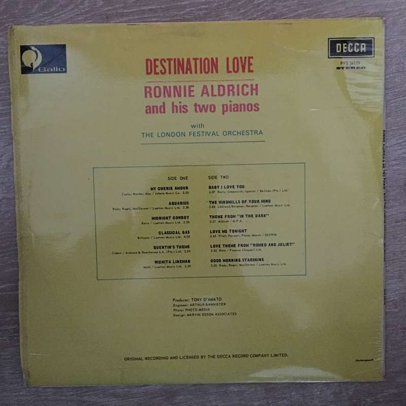 Ronnie Aldrich And His Two Pianos With The London Festival Orchestra  Destination Love - Vi...
