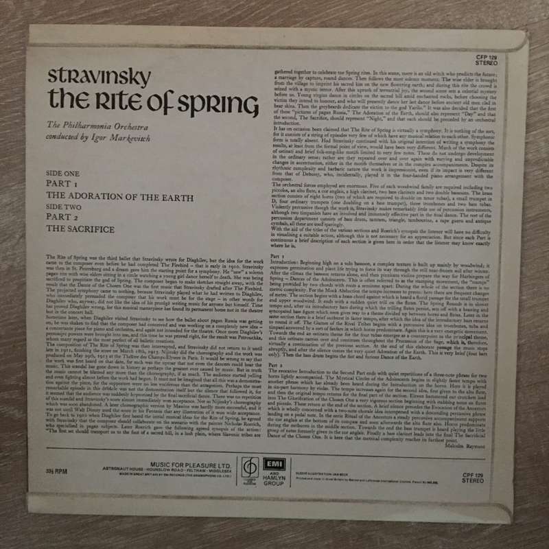 Igor Stravinsky, Igor Markevitch, Philharmonia Orchestra  Rite Of Spring  Vinyl LP Re...