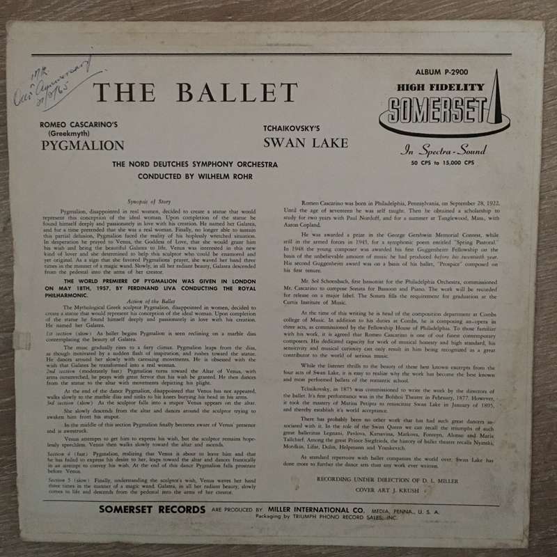 The Ballet - Swan Lake, Pygmalion - Vinyl LP Record  - Opened  - Very-Good+ Quality (VG+)