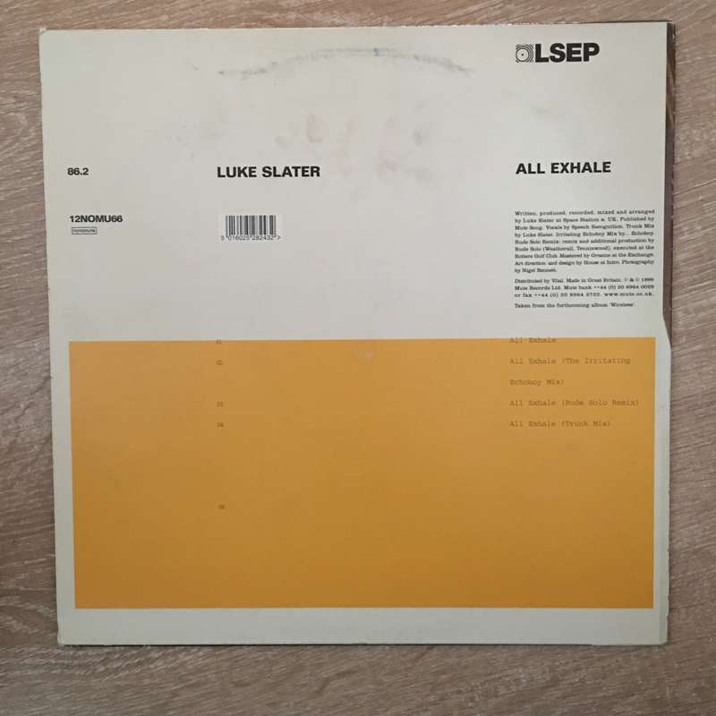 Luke Slater  All Exhale - Vinyl LP Record  - Opened  - Very-Good+ Quality (VG+)