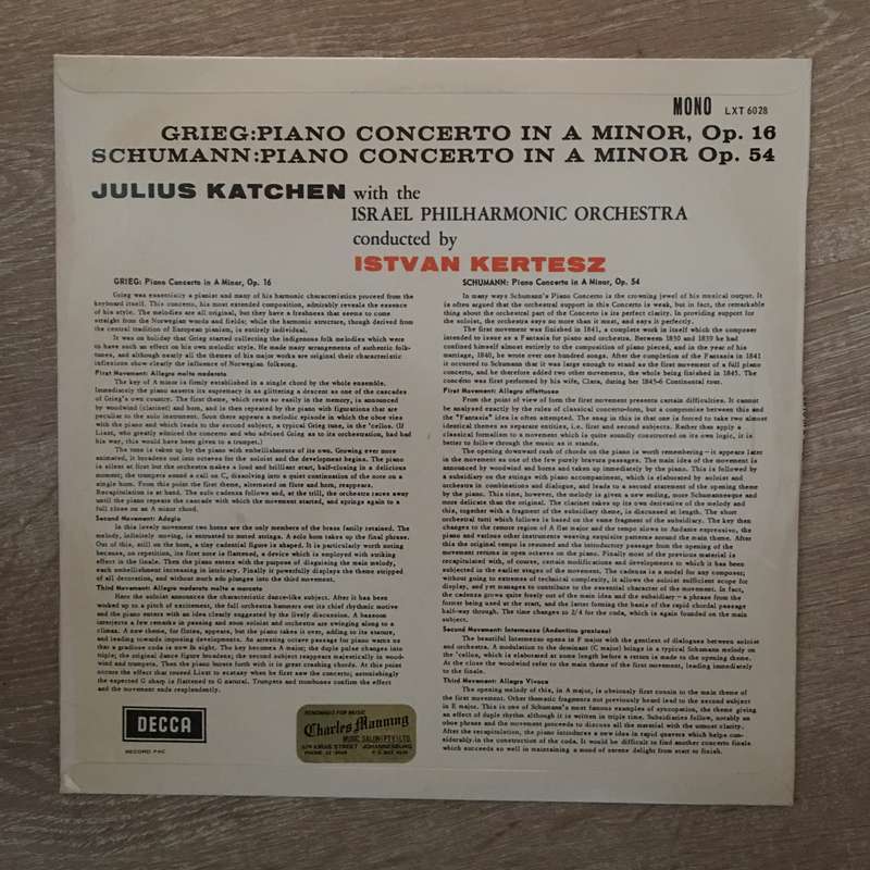 Grieg, Schumann, Katchen, Kertesz, Israel Philharmonic  Piano Concerto / Piano Concerto - V...