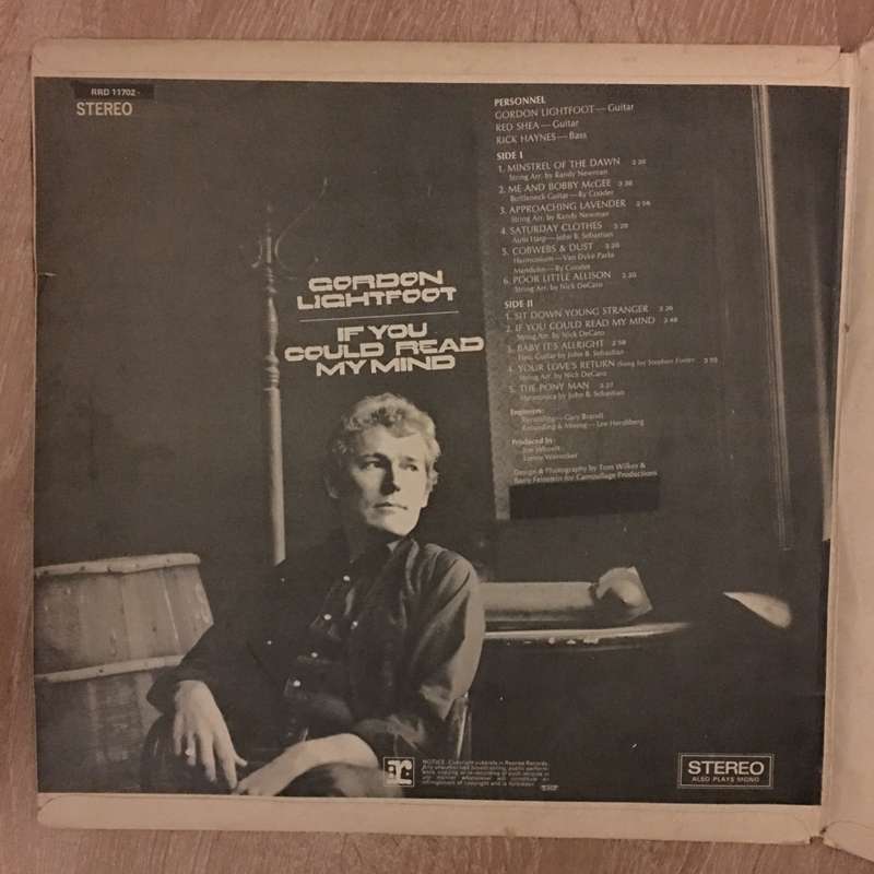 Gordon Lightfoot - If You Could Read My Mind  - Vinyl LP Record - Opened  - Very-Good- Quality (VG-)