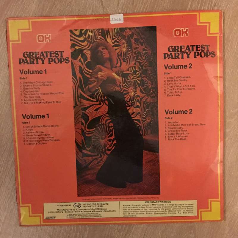 Greatest Party Pops - 28 Incredible Hits  - Double Vinyl LP Record - Very-Good+ Quality (VG+)