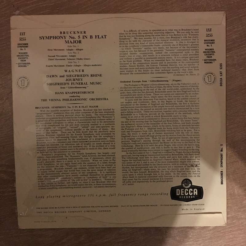 Anton Bruckner, Wiener Philharmoniker, Hans Knappertsbusch  Symphonie Nr. Vin  B-Flat Minor...