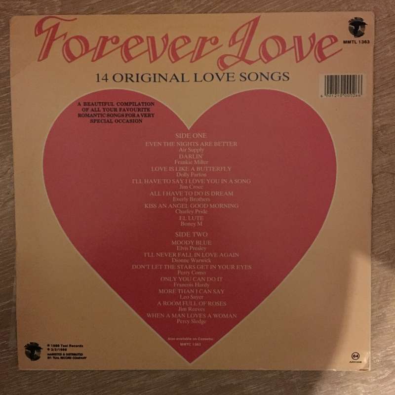 Forever Love - 14 Original Love Songs -  Vinyl LP Record - Opened  - Very-Good+ Quality (VG+)