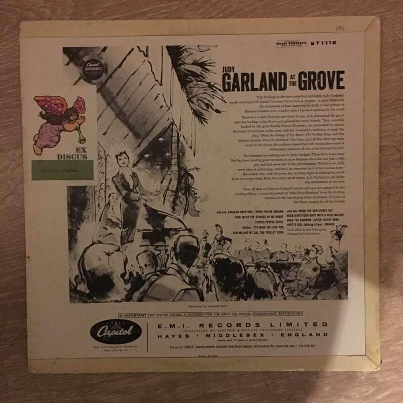 Judy Garland At The Grove - Vinyl LP Record - Opened  - Very-Good Quality (VG)