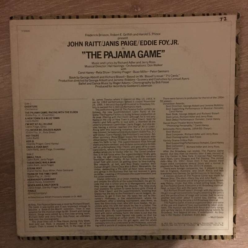 The Pajama Game - Original Broadway Cast Recording - Vinyl LP Record - Opened  - Very-Good+ Quali...