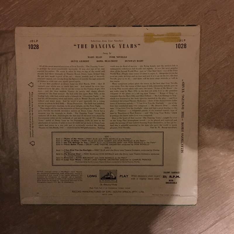 Ivor Novello  The Dancing Years - Vinyl Record - Opened  - Very-Good- Quality (VG-)