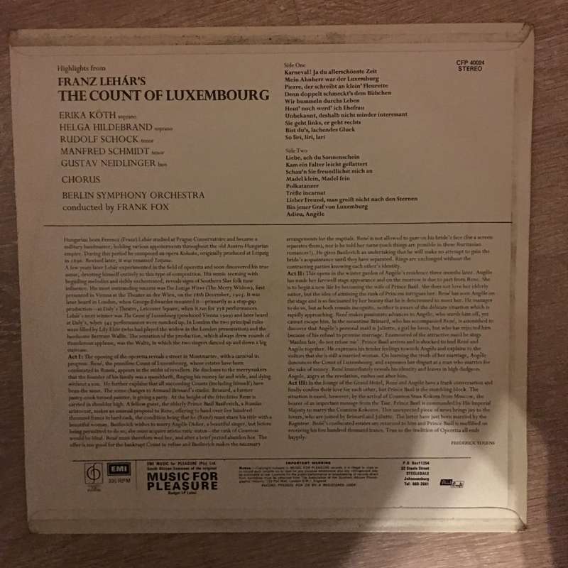 Franz Lehár  The Count Of Luxembourg - Vinyl LP Record - Opened  - Very-Good+ Quality (VG+)