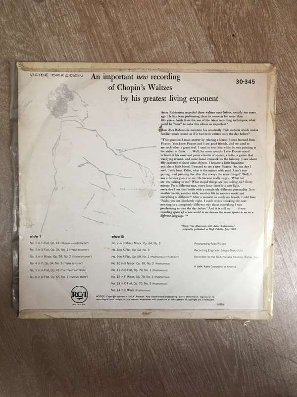 Rubenstein Plays Chopin Waltzes - Vinyl LP Record - Opened  - Very-Good Quality (VG)