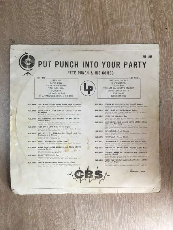 Pete Punch and His Combo- Put Punch Into Your Party - Vinyl LP Record - Good Quality (G)