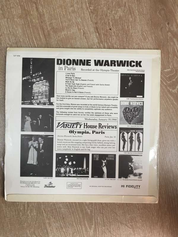 Dionne Warwick in Paris - Vinyl LP Record - Good+ Quality (G+)