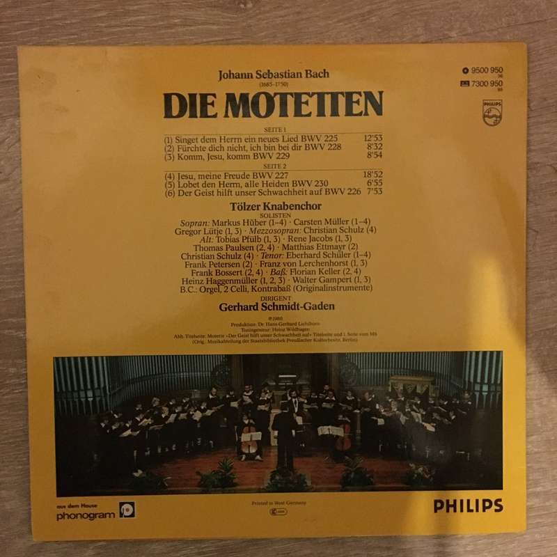 J.S. Bach - Die Motetten-  Tölzer Knabenchor   Gerhard Schmidt-Gaden   (BWV 225-230) ...