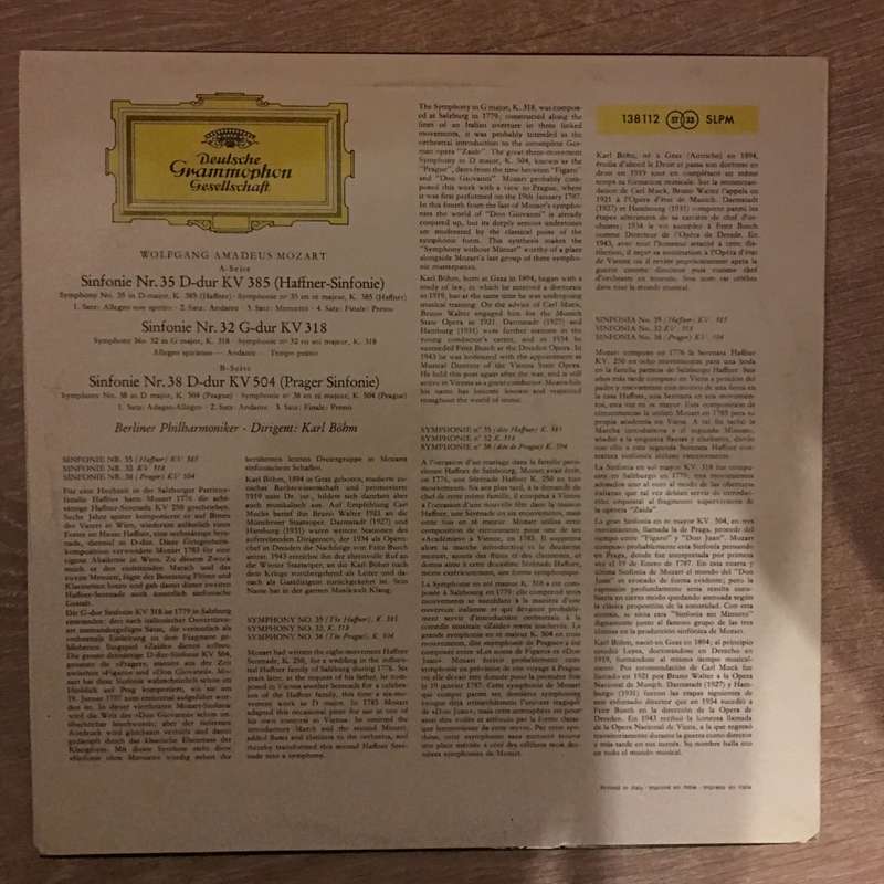 Mozart · Karl Böhm · Berliner Philharmoniker  Symphonien Nr. 35 »Haffner« · Nr. 32 G-...