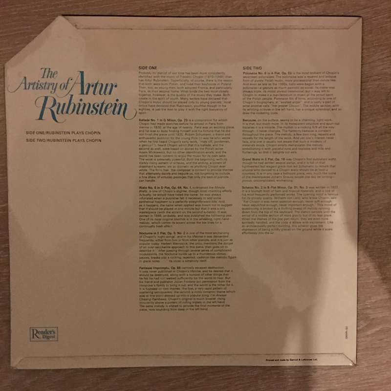 The Artistry of Artur Rubinstein - Record 2 - Vinyl LP Record - Opened  - Very-Good+ Quality (...