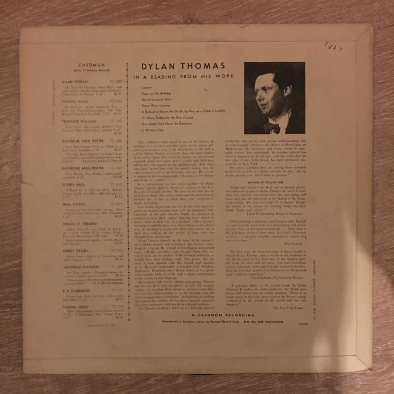 Dylan Thomas - Volume II - Read by the Poet - Vinyl LP Record - Opened  - Very-Good+ Quality (VG+)