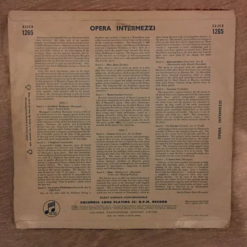 Opera Intermezzi - Herbert Von Karajan- Vinyl LP Record - Opened  - Very-Good Quality (VG)