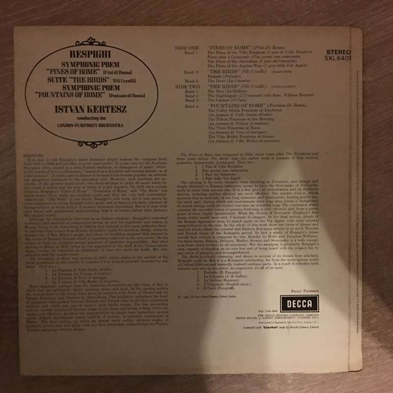 Respighi, London Symphony Orchestra, Istvan Kertesz  Pines Of Rome / The Birds / Fountains ...